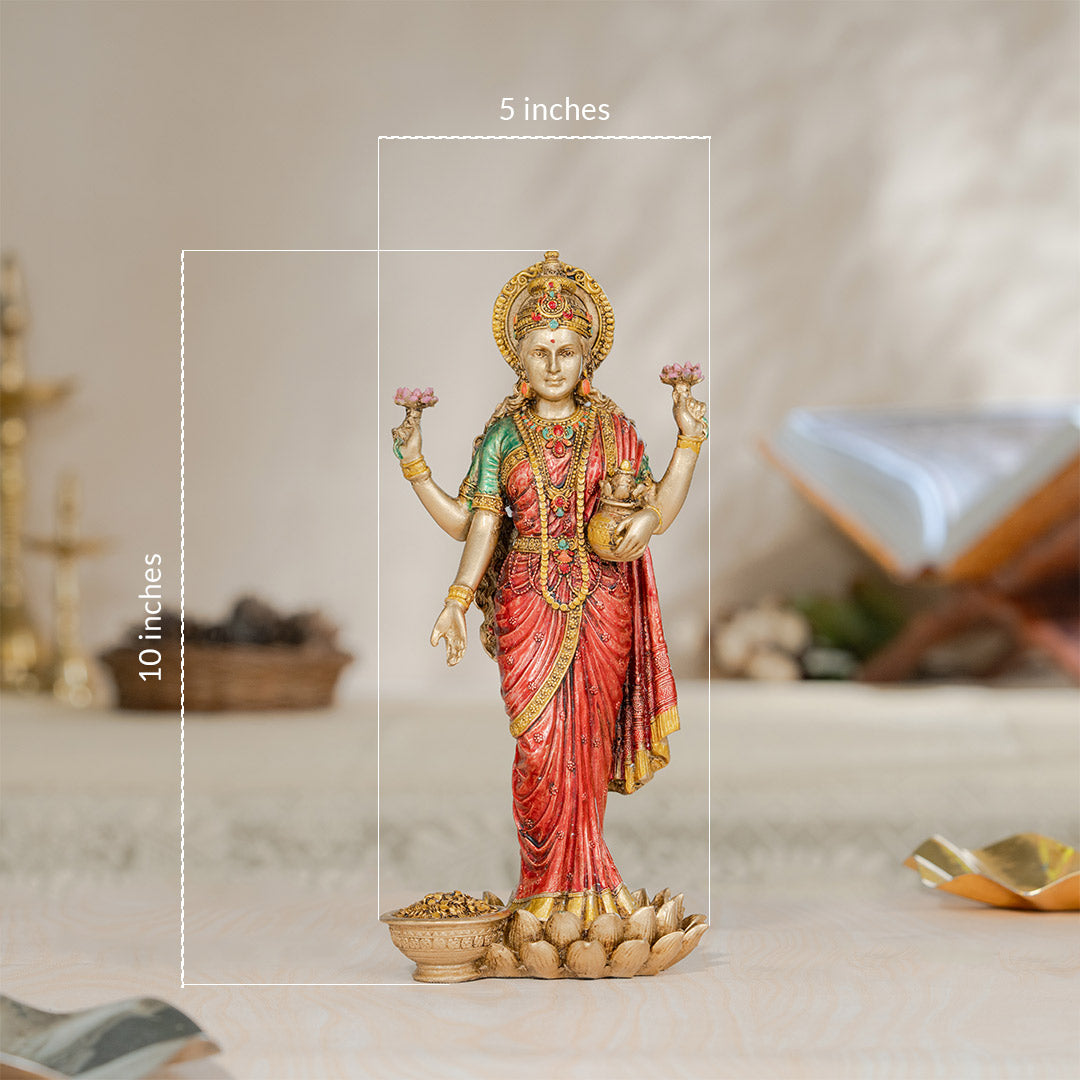 Maa Lakshmi Idol Standing Antique Murti (10 Inch)