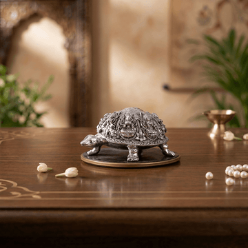 Ashtalakshmi Tortoise Idol - Silver Plated (3.5 inch)