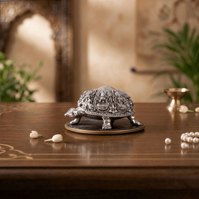 Ashtalakshmi Tortoise Idol - Silver Plated (3.5 inch)