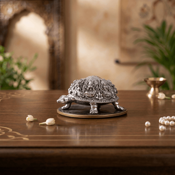 Ashtalakshmi Tortoise Idol - Silver Plated (3.5 inch)