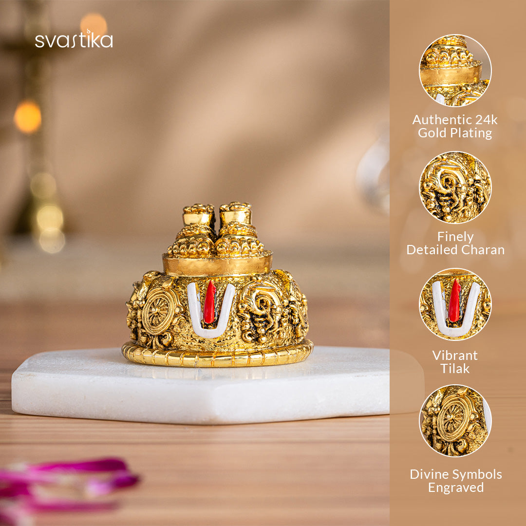 Lord Balaji Face Idol & Charan Combo – Silver & Gold Plated