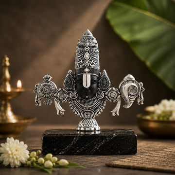 Lord Balaji Face Idol | Pure Silver Plated