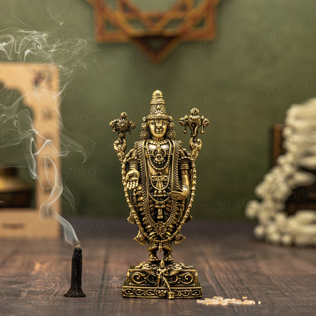 Brass Tirupati Balaji Idol with Garuda Base | 6 inch