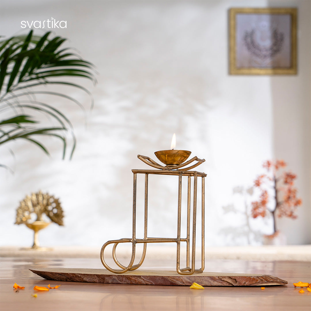 Brass Ma Symbol Diya 