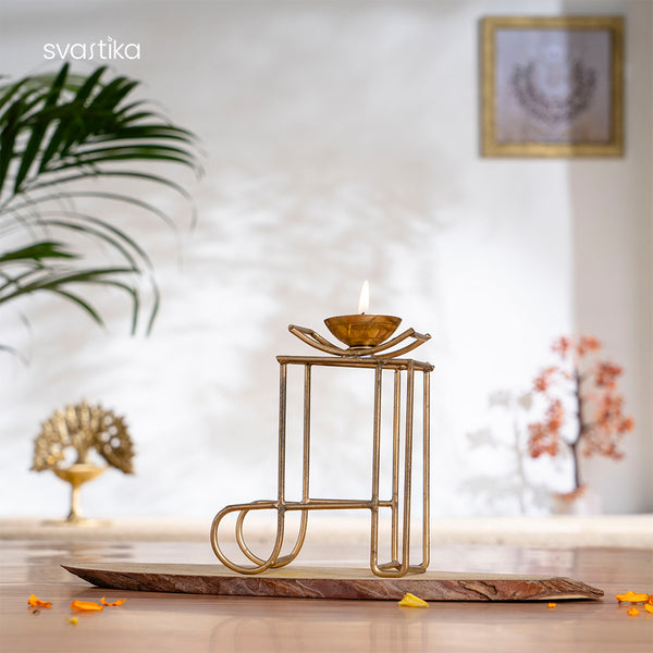 Brass Ma Symbol Diya 