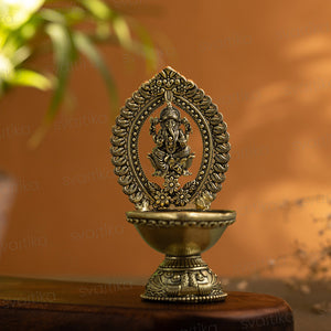 Divine Brass Ganesha Diya (4.5 Inch)