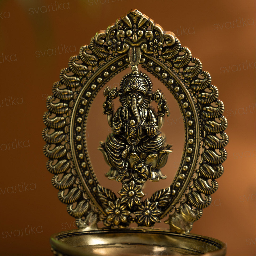 brass ganesh diya 