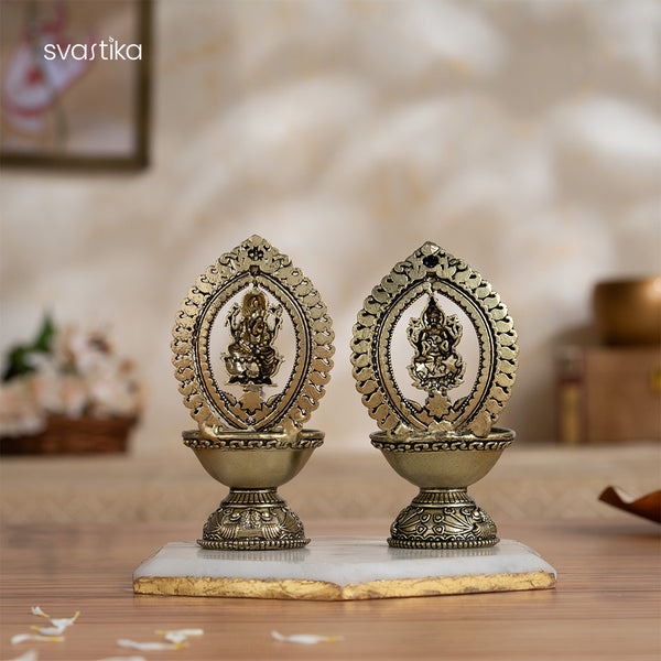 Lakshmi Ganesh Brass Diya Set 