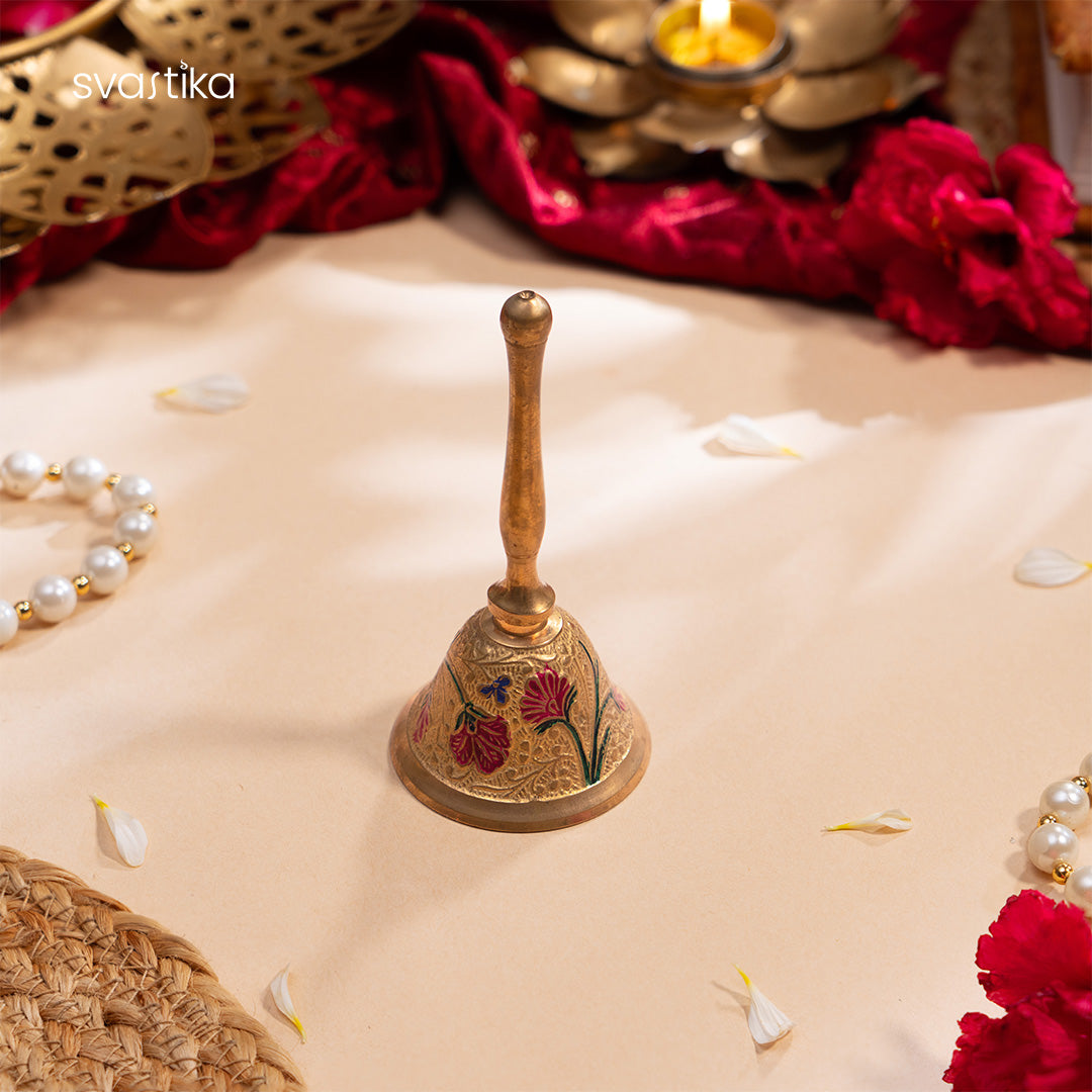 Brass Floral Meenakari Pooja Thali (10 Inch)