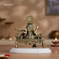 Brass Saraswati Idol Playing Veena 