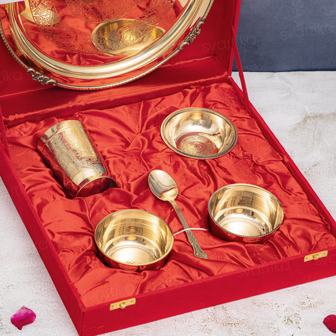 Premium brass thali set 