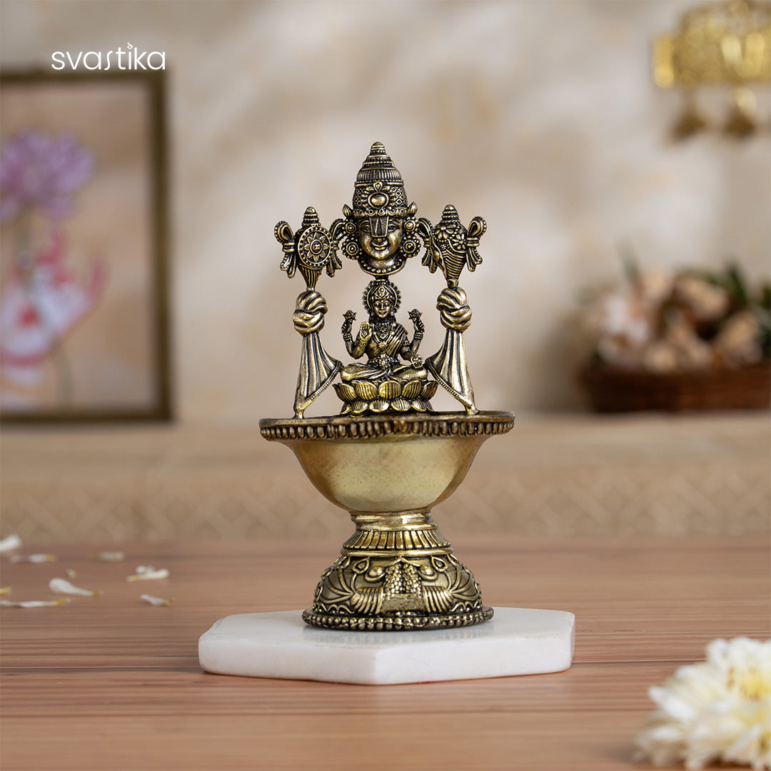 Brass Tirupati Balaji Lakshmi Divine Diya 