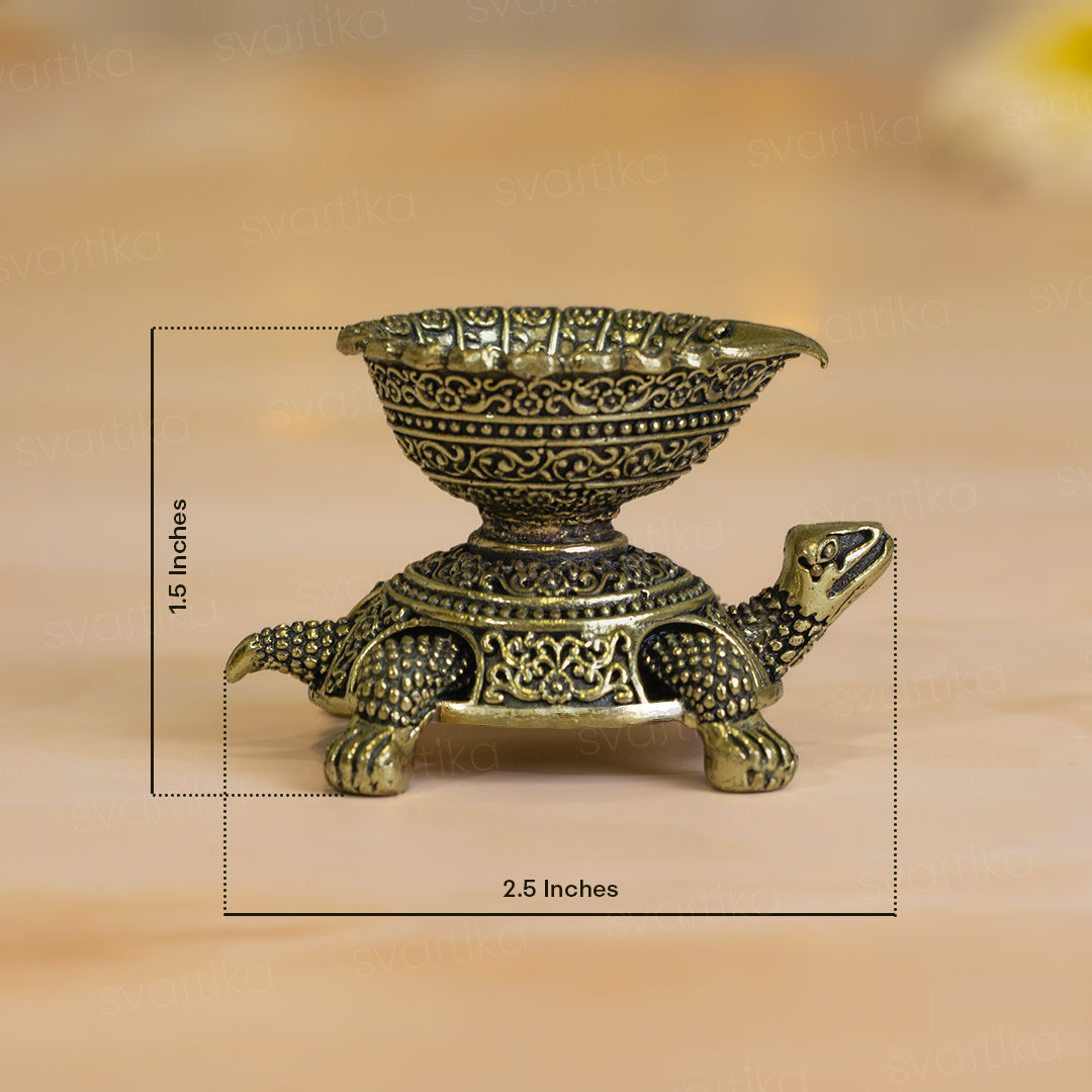 brass tortoise diya 