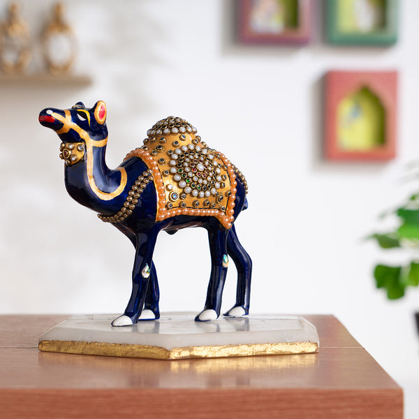 Graceful Meenakari Camel Decor Statue (5 Inch)