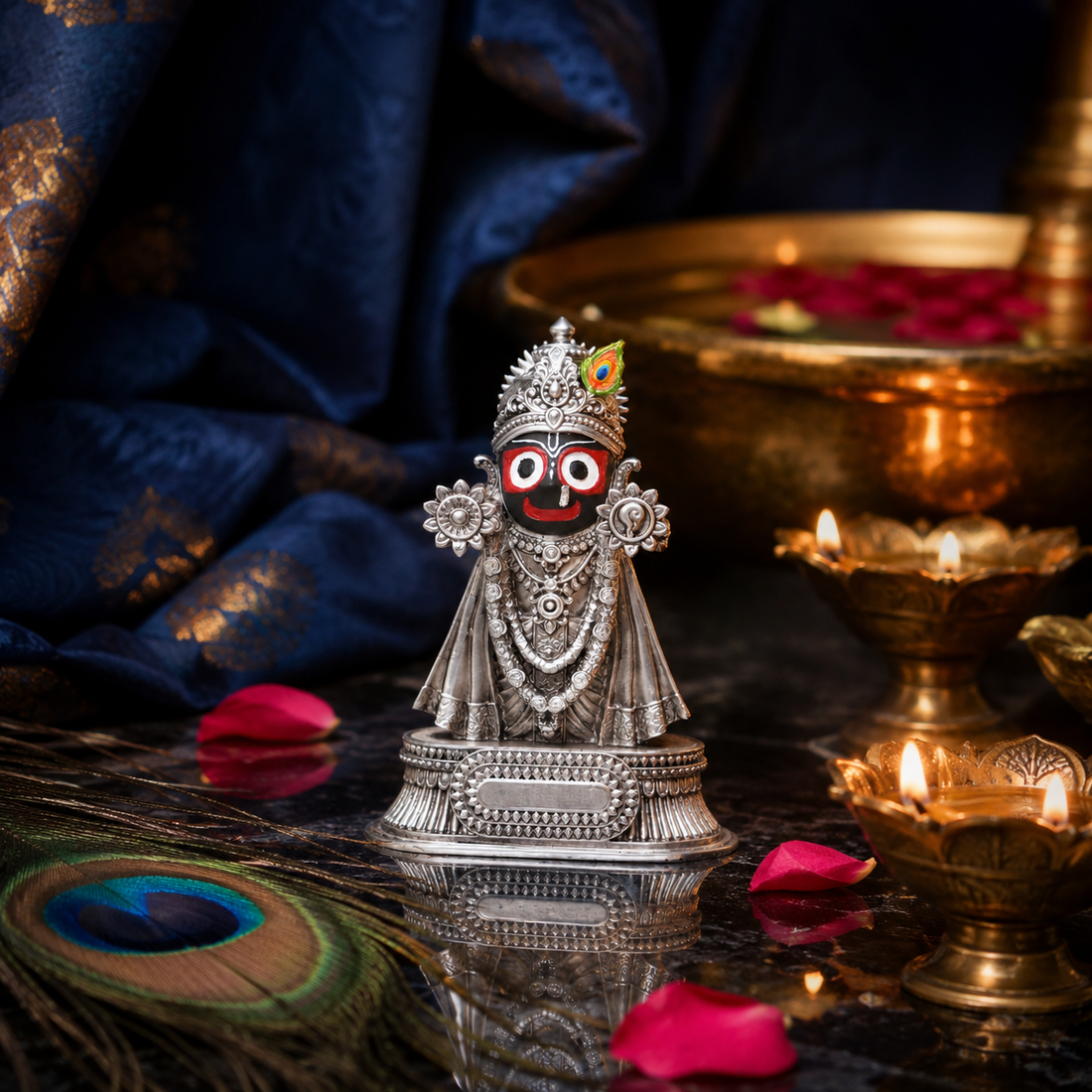 Svastika Lord Jagannath Idol (999 Silver Plated)