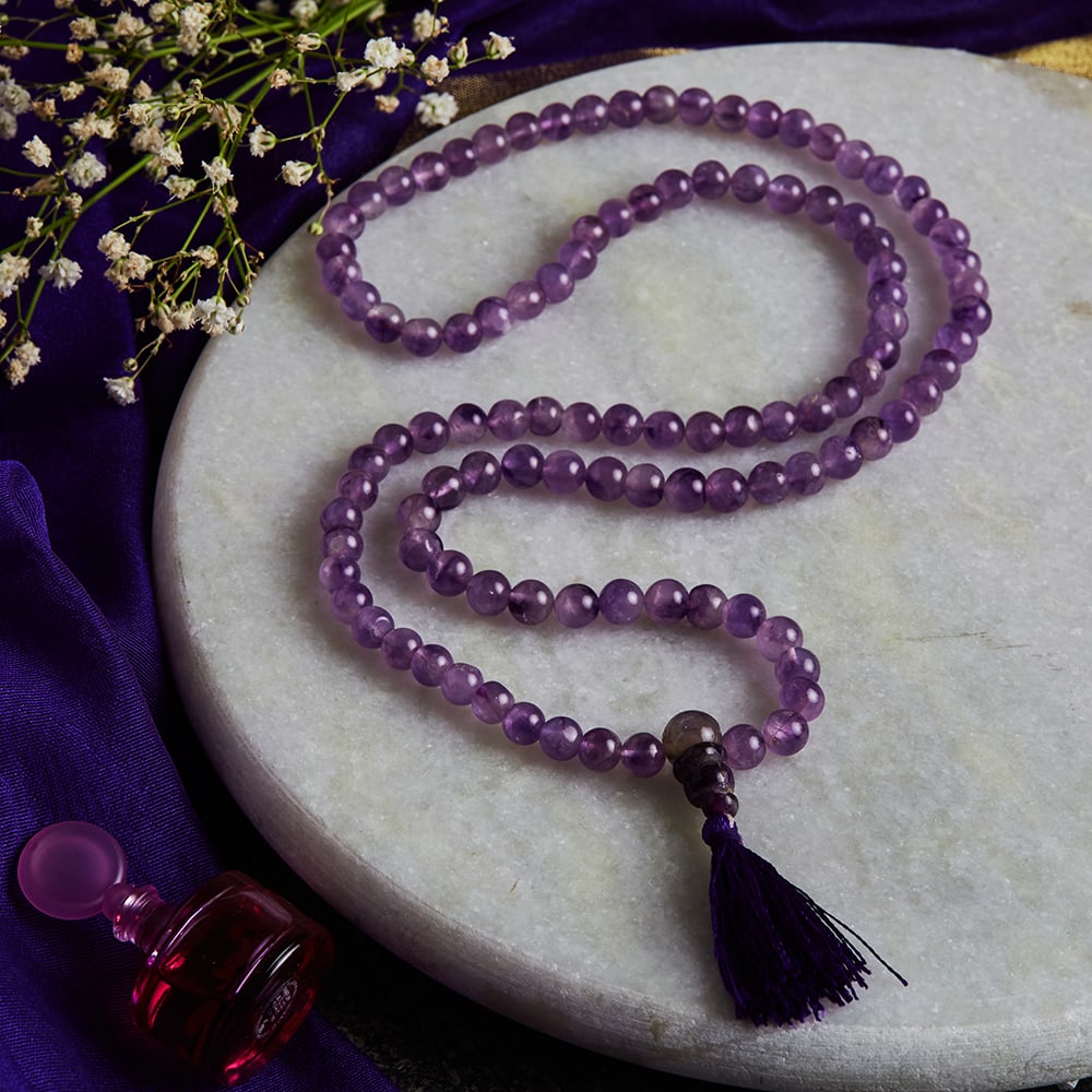 Purple Amethyst Meditation Mala For Peace