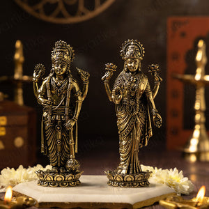 Brass Standing Vishnu Lakshmi Idol Pair (6 Inch)