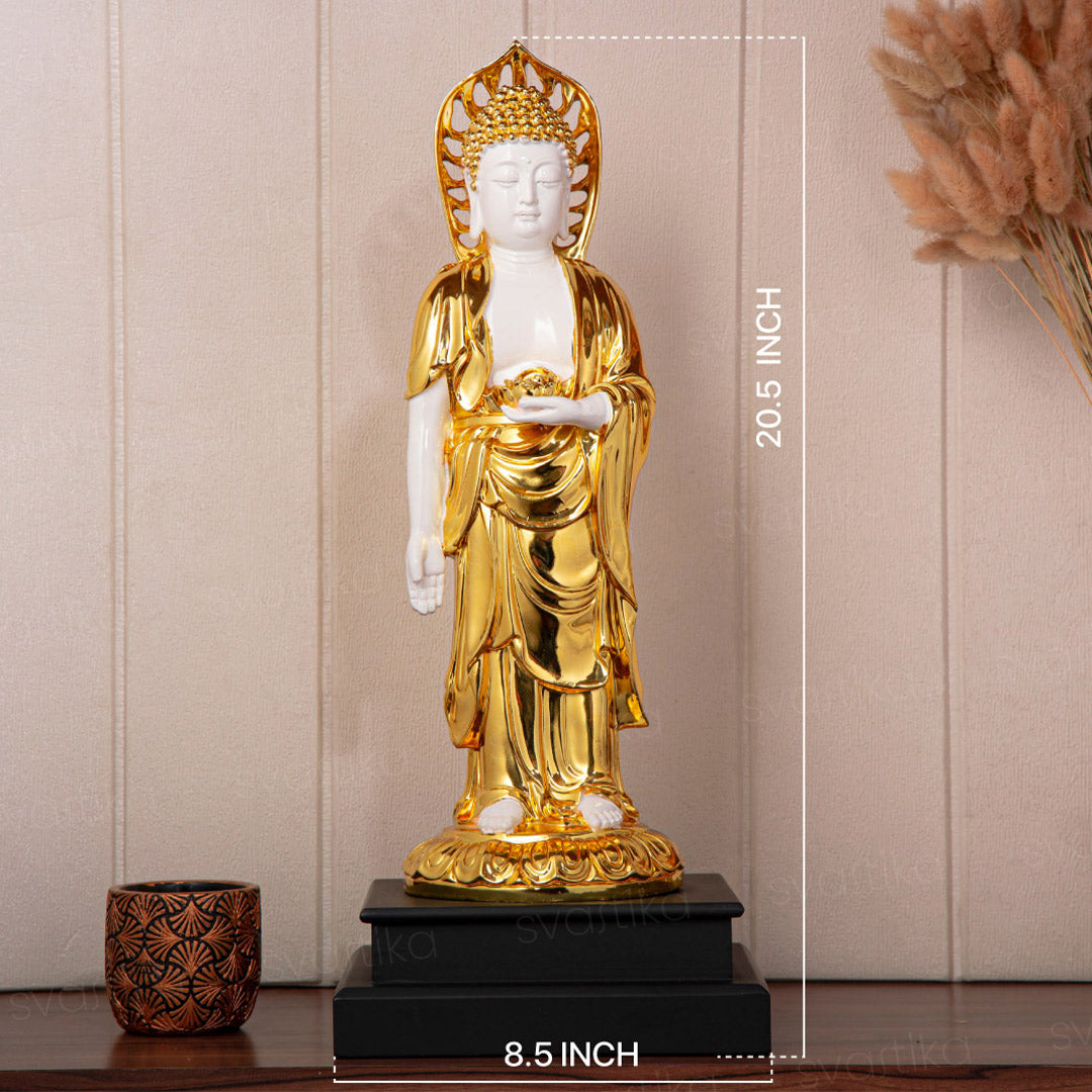 sculpmart Laughing Buddha for Good Luck Gift Home Decorations Items for  Money and Living Room (Standing Buddha with Bowl) : Amazon.in: Home &  Kitchen