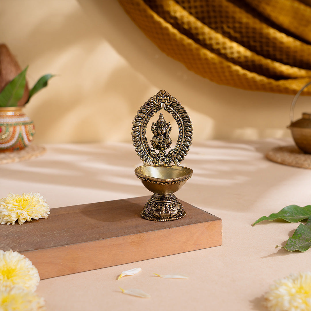 Divine Brass Lakshmi Diya (4.5 Inch)