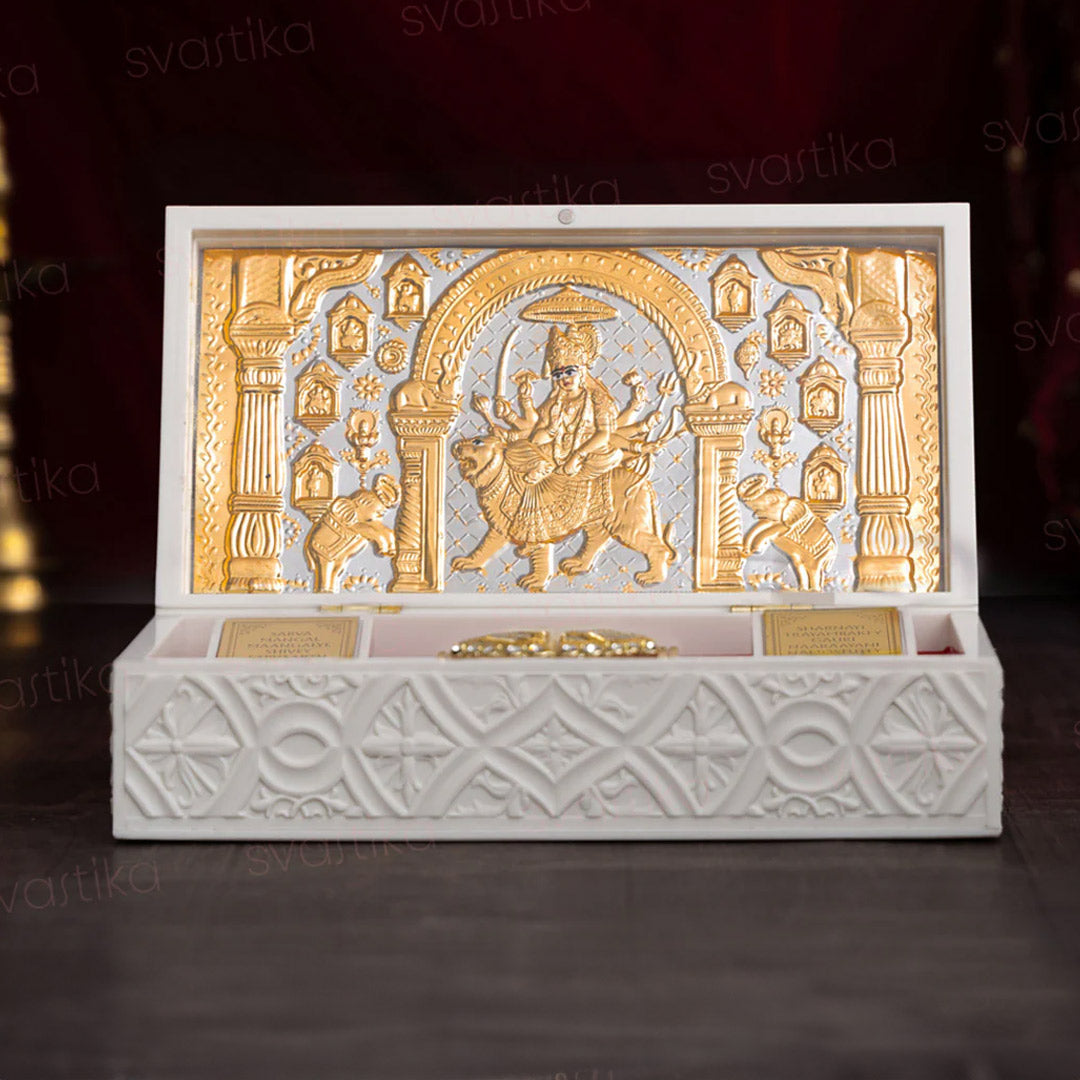 Svastika Nav Durga Pocket Temple - Gold Coated (Big)