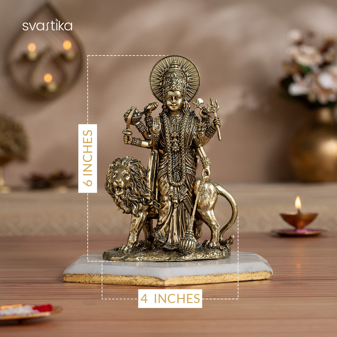 6 inch standing brass durga idol