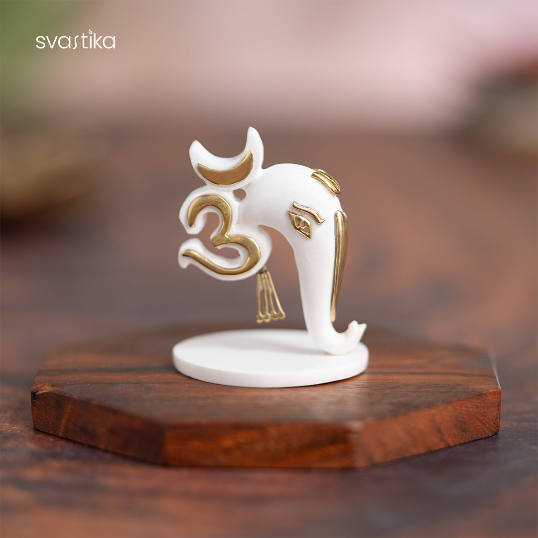 Elegant Om Ganesh Idol For Car Dashboard (2 Inch)
