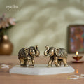 Brass Vastu Trunk Up Brass Elephant Statue Pair 