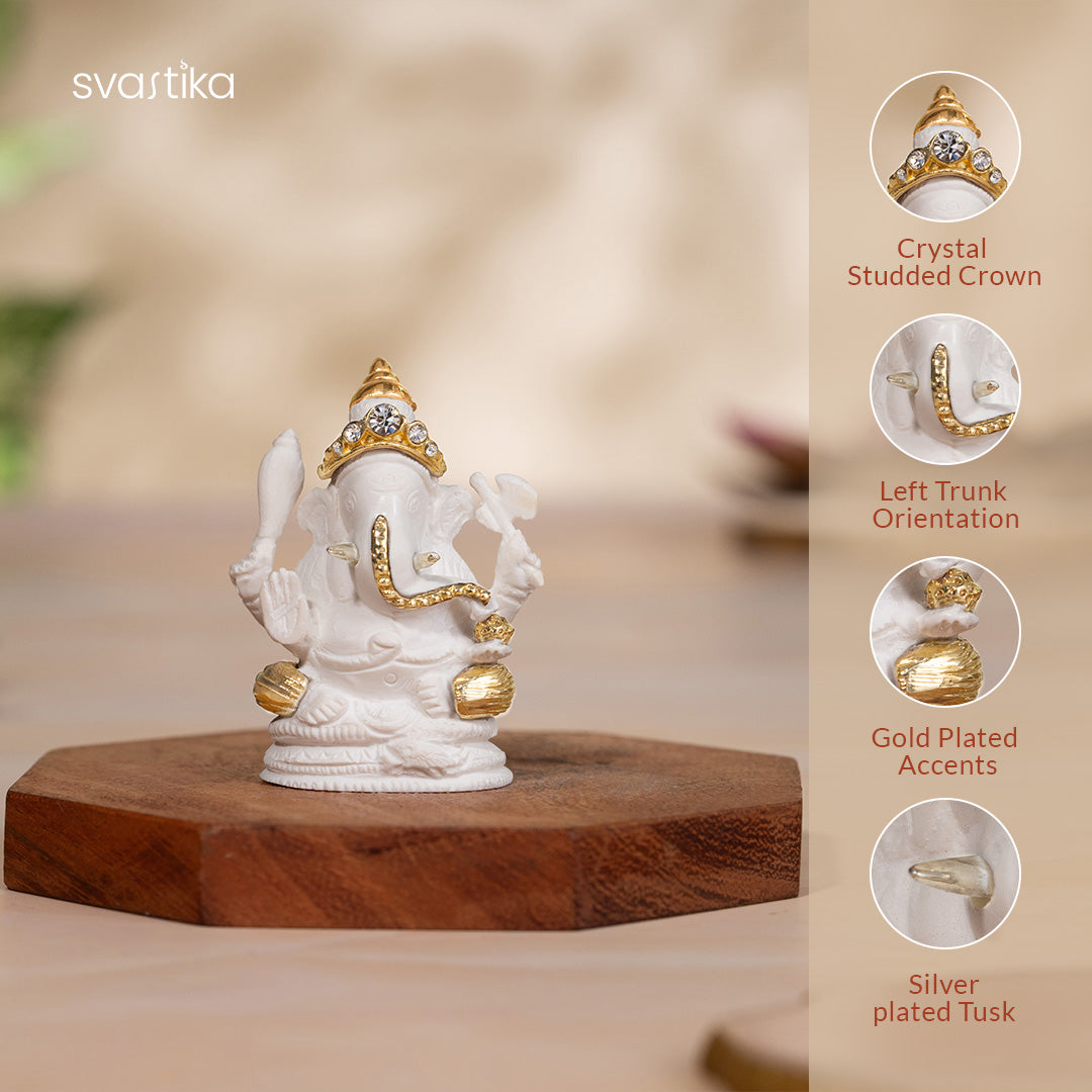 Four-Armed Vighnaharta Ganesha Idol for Car Dashboard 