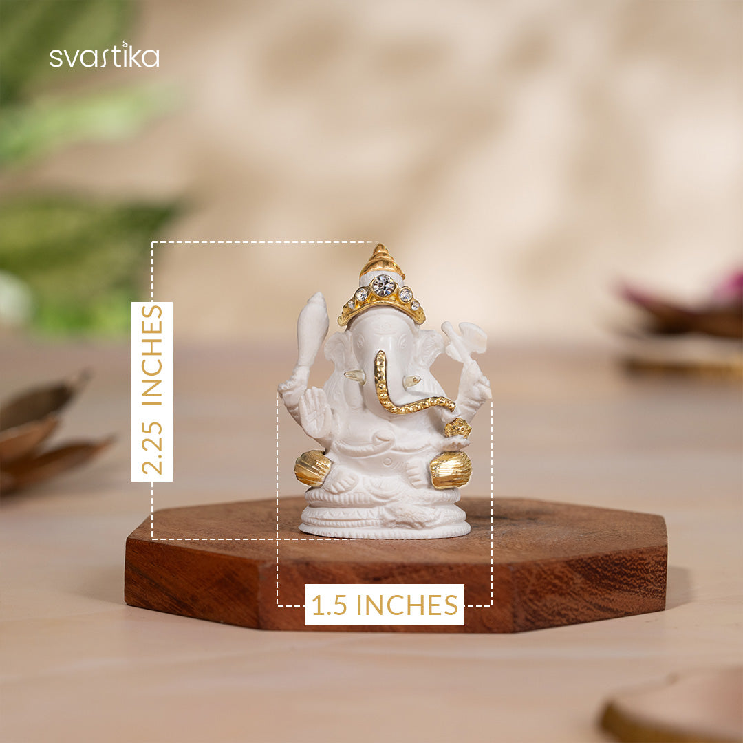 Four-Armed Vighnaharta Ganesha Idol for Car Dashboard (2.25 Inch)
