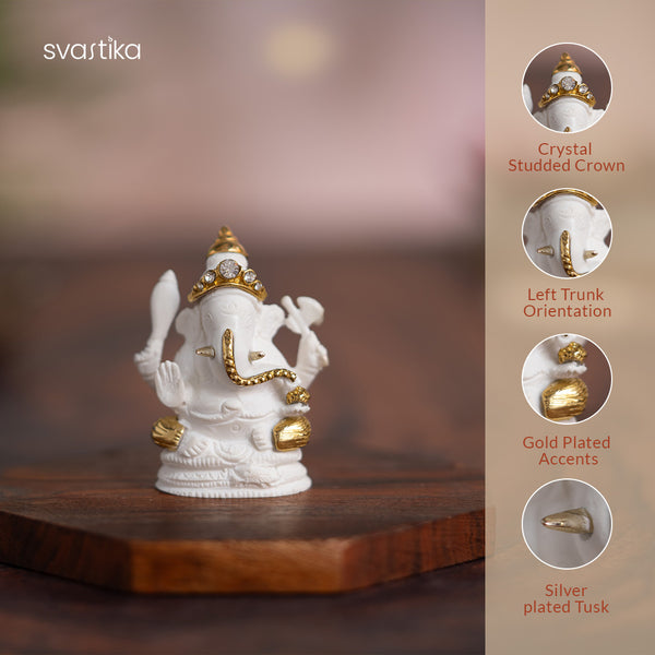 Four-Armed Vighnaharta Ganesha Idol for Car Dashboard