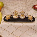 lakshmi ganesha with elephants gold plated 