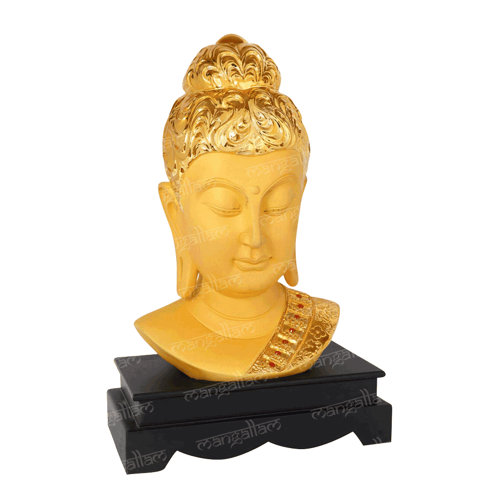 Big Golden Buddha Head Statue for Home Decor (18 Inch)