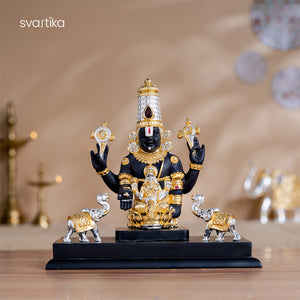 Gajalakshmi Tirupati Balaji Murti - Gold & Silver Plated (9 Inch)