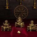 brass Lord ganesh with mata lakshmi and saraswati 