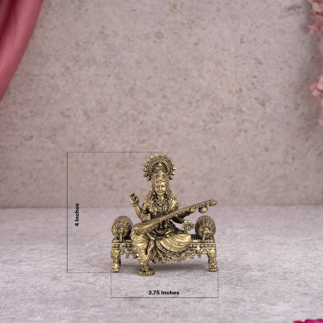 Brass Saraswati Murti Set