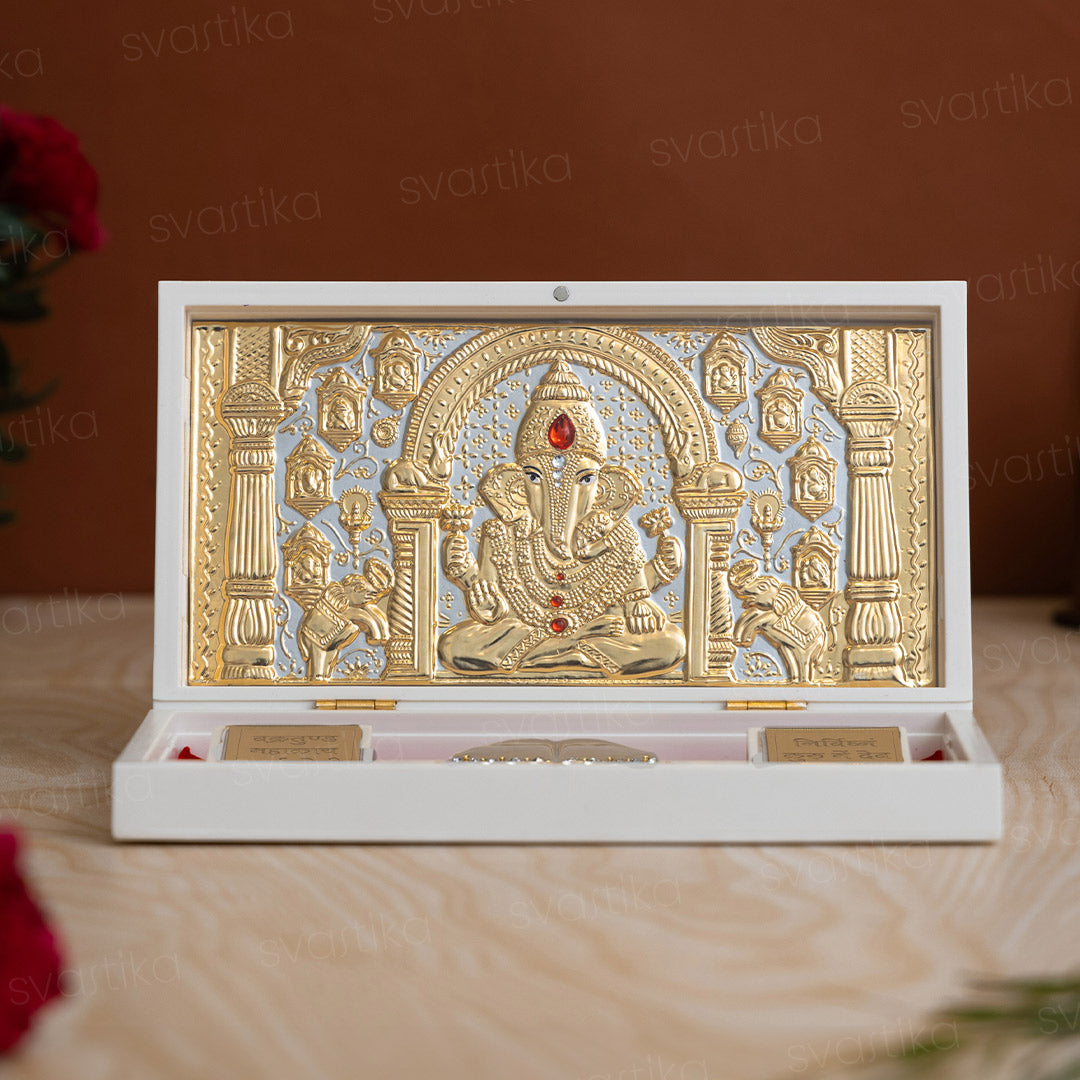 Svastika Ganesha Pocket Temple - Gold & Silver Plated