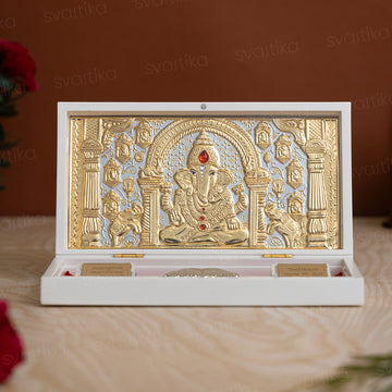 Svastika Ganesha Pocket Temple - Gold Plated (Small)