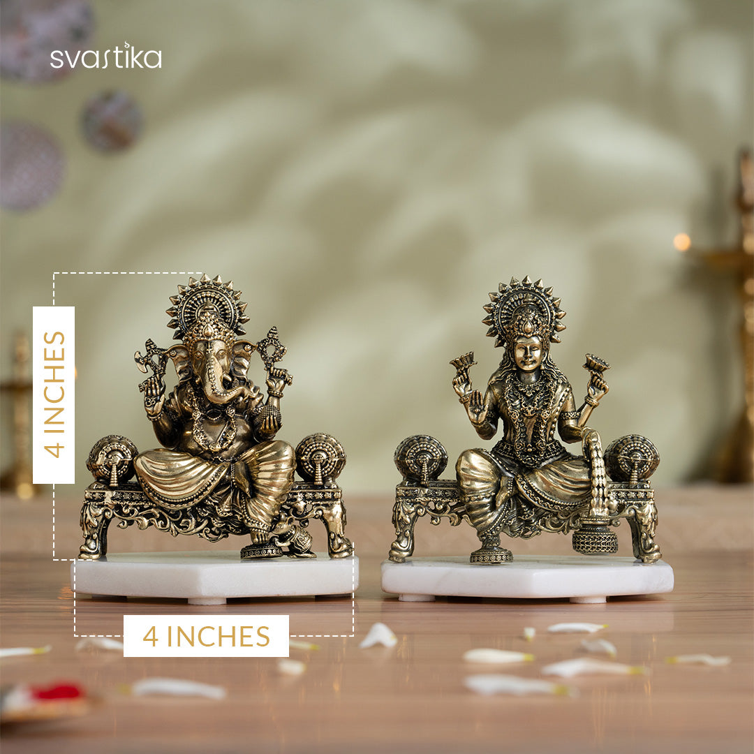 brass ganesh lakshmi elephant idol set