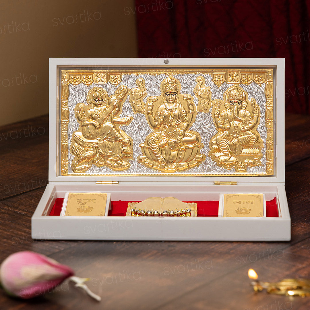 Svastika Ganesh Lakshmi Saraswati Pocket Temple | 24 Karat Gold Coated