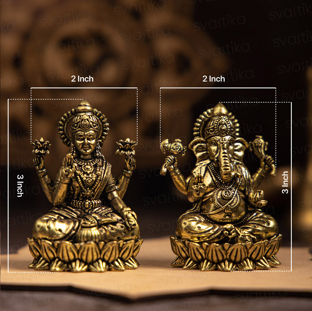 ganesha with mata lakshmi murti of brass