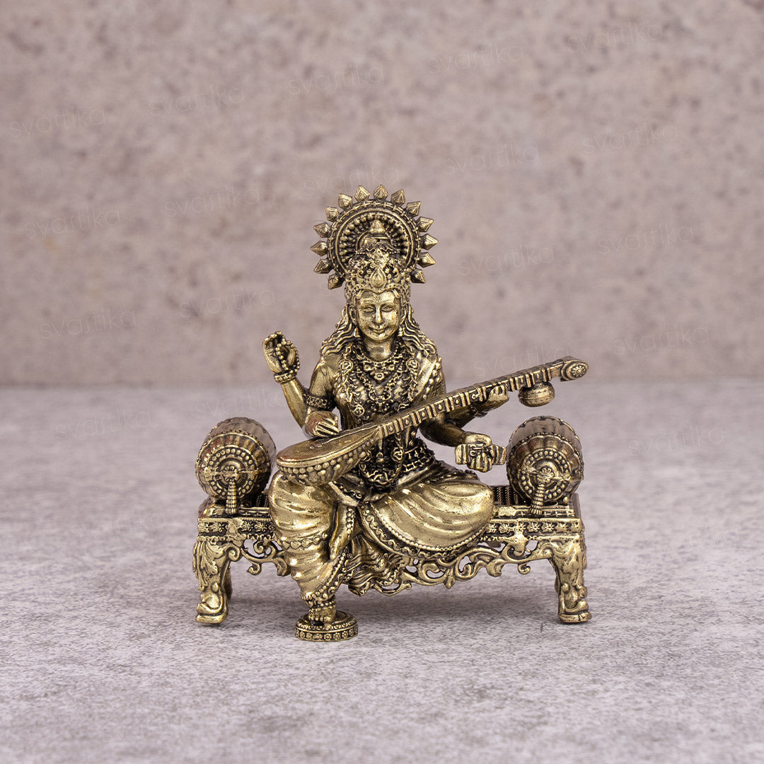 Brass Saraswati Murti Set