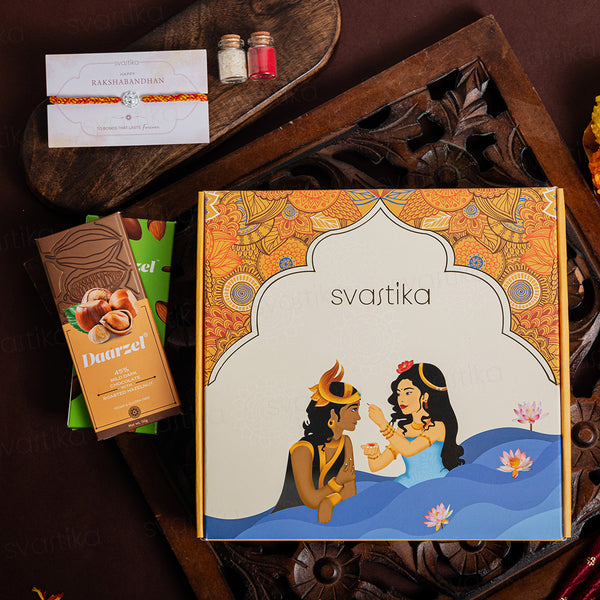 925 Pure Silver Ganesha Rakhi Gift Hamper | Rakhi and Chocolates