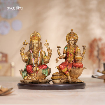 Ganesh Lakshmi With Antique Murti Pair 