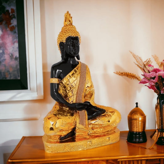 Black Meditating Buddha Statue for Home - Big Size (20")
