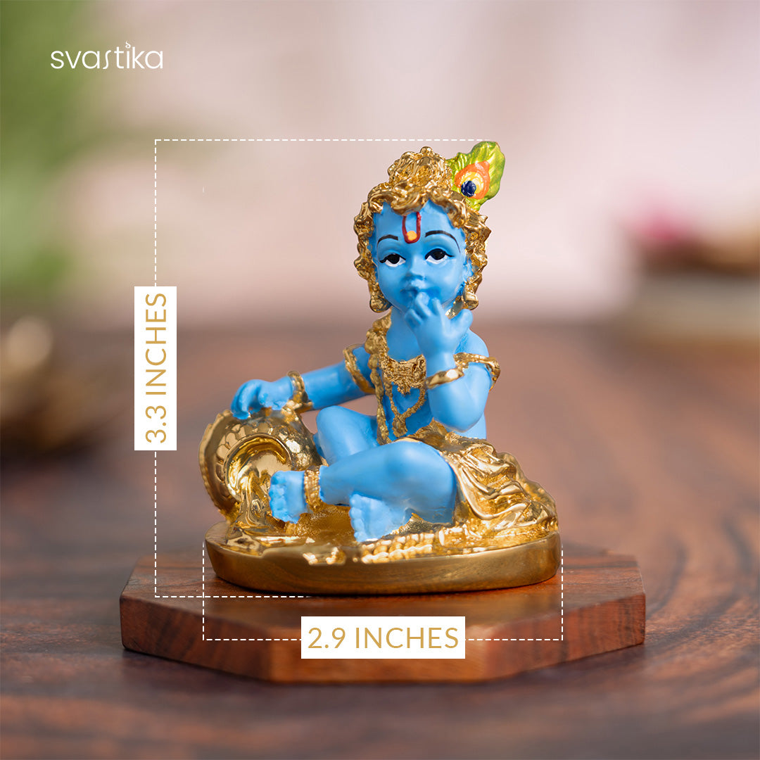 Laddu Gopal Krishna Makhan Murti Gold Plated 