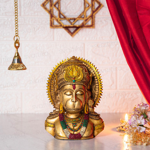 Meditating Lord Hanuman Antique Idol (8 Inch)