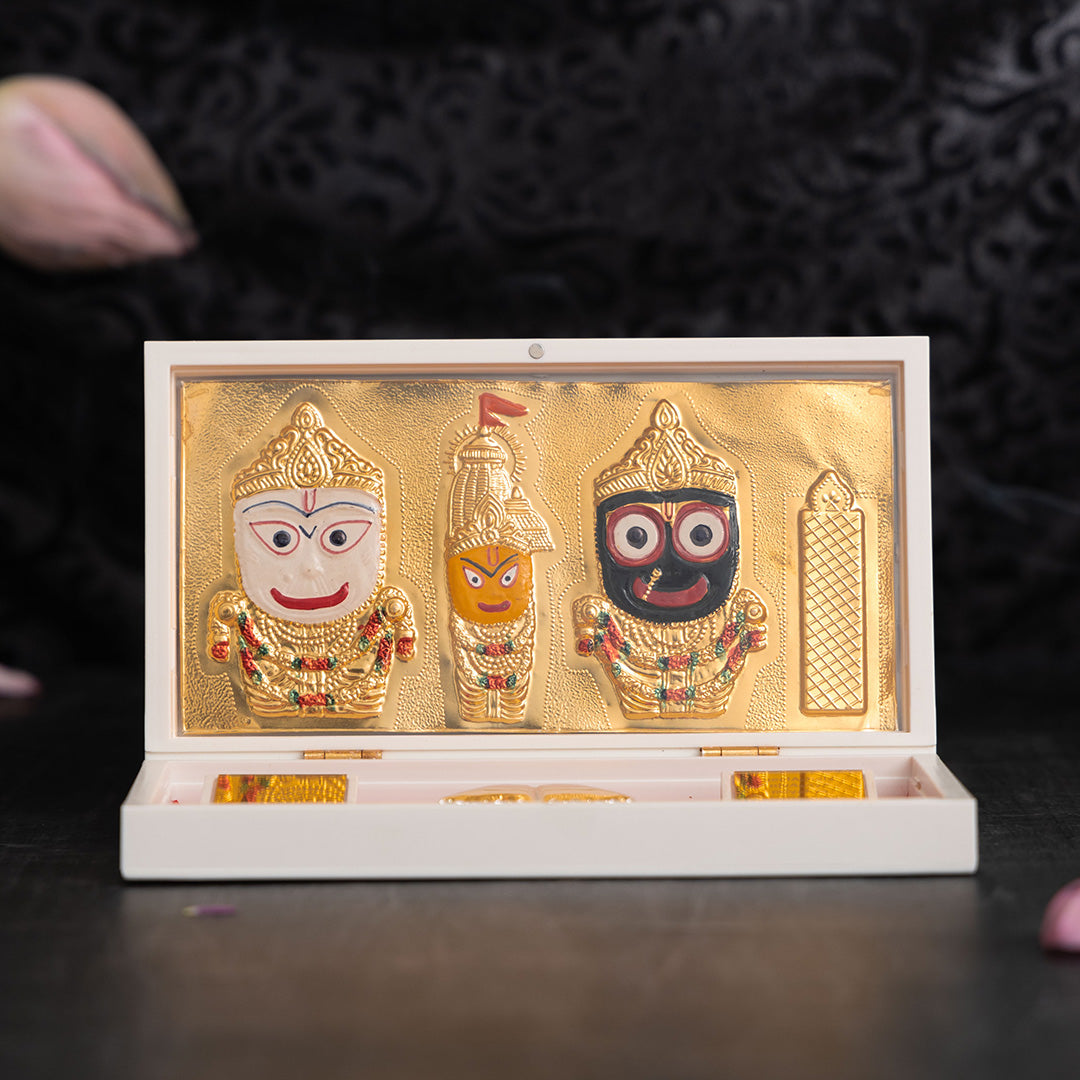 Svastika Jagannath Pocket Temple - Gold Coated (Small)