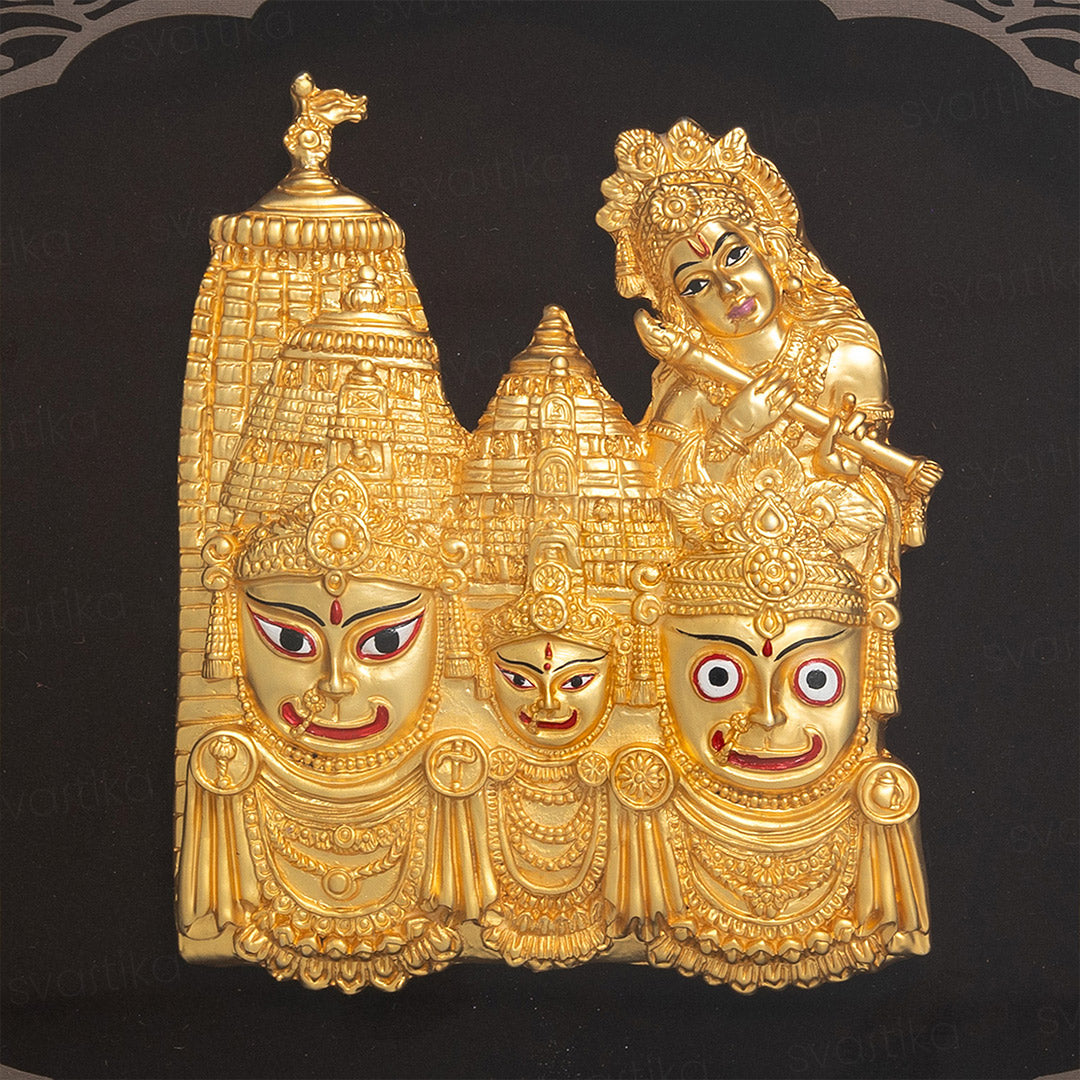 Lord Jagannath Puri 3D Wall Frame - Gold Plated Finish (Big)