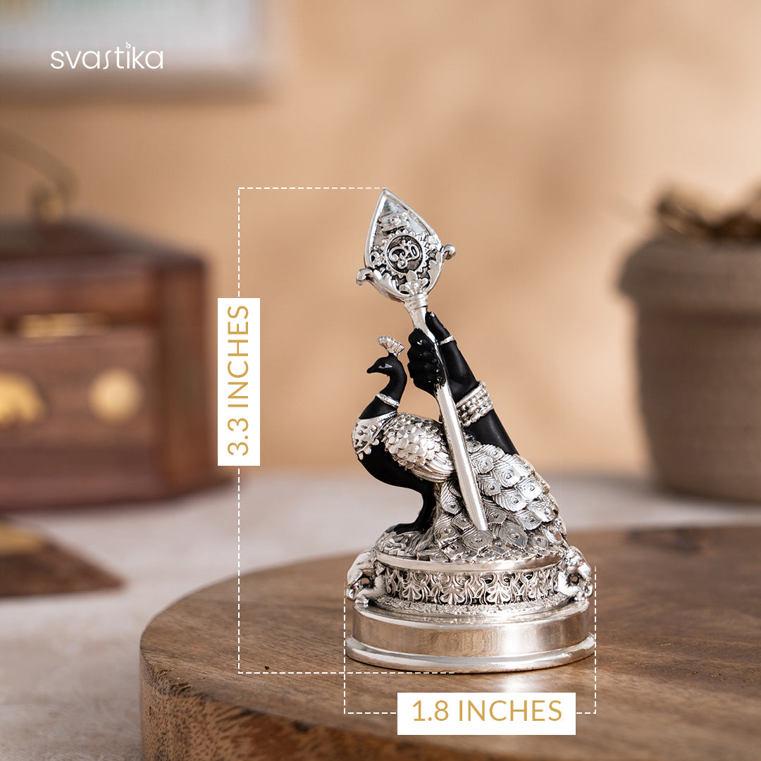 Svastika Vel Mayil Murugan Idol (999 Silver Plated)