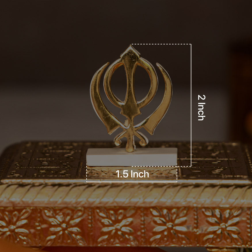 Svastika KHANDA for Car Dashboard | 24 Karat Gold Plated dimesion 
